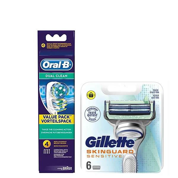 Набір насадок Oral-B (EB417-4 шт) і касет Gillette (Skinguard-6шт) ЄС