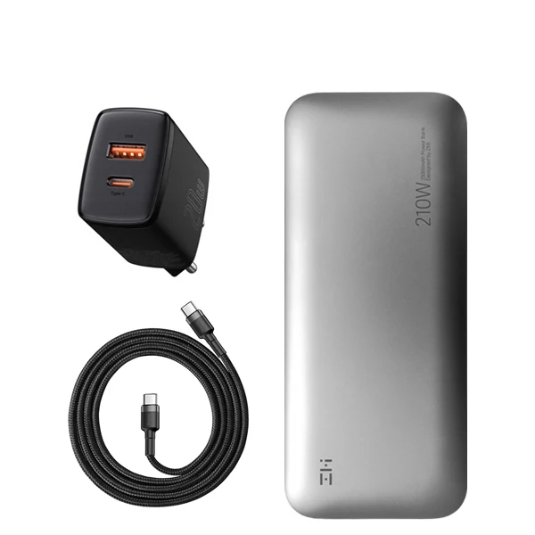 Повербанк (Power Bank) ZMI No. 20 Model QB826G 25000mAh 210W Grey + USB-C Type-C та адаптер ЄС