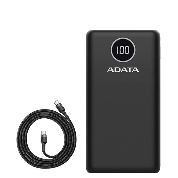 Повербанк (Power Bank) ADATA 18W 20000mAh P20000QCD Black + кабель USB-C Type-C ЄС