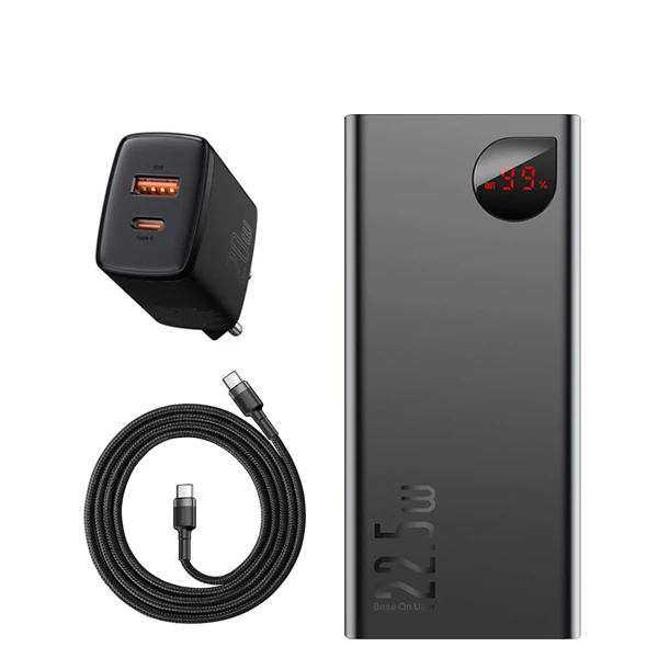 Повербанк (Power Bank) Baseus 22.5W 30000mAh PPIMDA-C0A Black + USB-C Type-C та адаптер ЄС