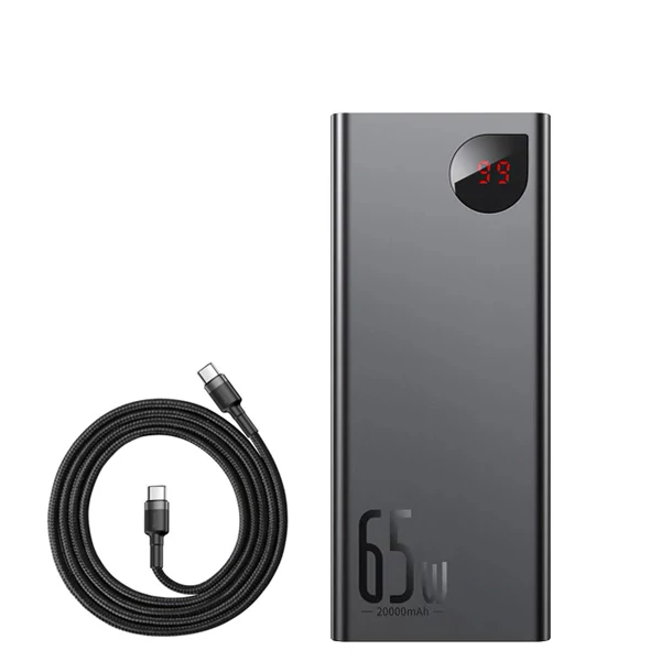 Повербанк (Power Bank) Baseus 65W 20000mAh PPIMDA-D01 Black з підтримкою зарядки ноутбука + кабель USB-C Type-C ЄС