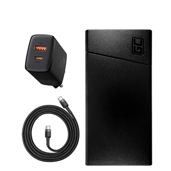 Повербанк (Power Bank) Green Cell 18W 20000mAh PBGC03 Black + USB-C Type-C та адаптер ЄС