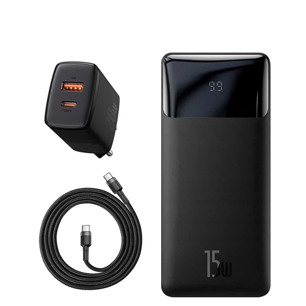 Повербанк (Power Bank) Baseus 15W 10000mAh PPDML-I01 Black + USB-C Type-C та адаптер