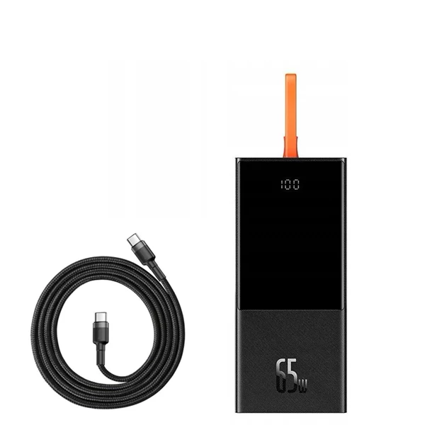 Повербанк (Power Bank) Baseus 65W 20000mAh PPJL000001 Black з підтримкою зарядки ноутбука + кабель USB-C Type-C ЄС