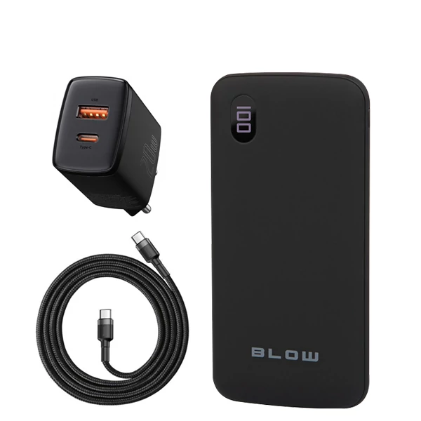 Повербанк (Power Bank) Blow 18W 20000mAh PB20D Black + USB-C Type-C та адаптер ЄС