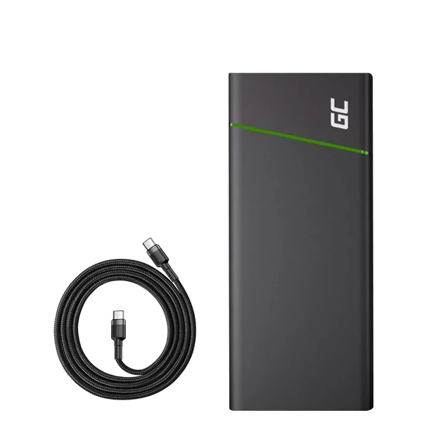 Повербанк (Power Bank) Green Cell 128W 26800mAh PBGC04 Black з підтримкою зарядки ноутбука + кабель USB-C Type-C ЄС