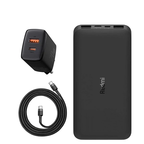 Повербанк (Power Bank) Xiaomi 10W 10000mAh Redmi Black (VXN4305GL) + USB-C Type-C та адаптер