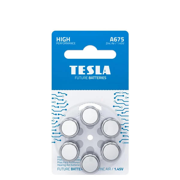 Батарейки Tesla Hearing Aid Batteries А675 (PR44) 1.45V (6 шт.)