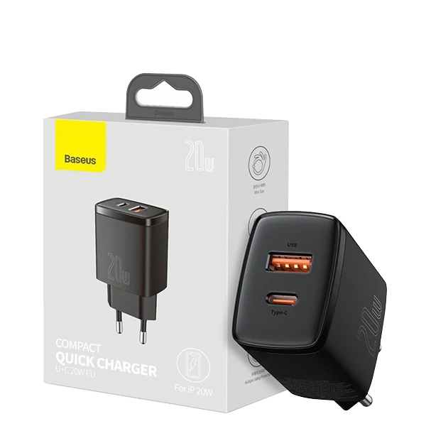Адаптер USB Type-C Baseus Compact 20W CCXJ-B01 Black ЄС
