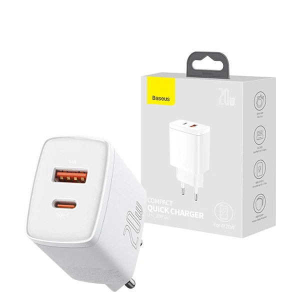Адаптер USB Type-C Baseus Compact 20W CCXJ-B02 White