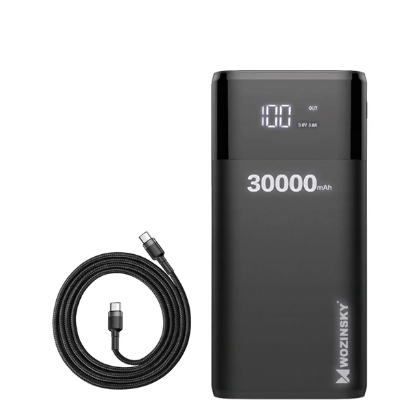 Повербанк (Power Bank) Wozinsky 20W 30000mAh WPB-001BK Black + кабель USB-C Type-C ЄС