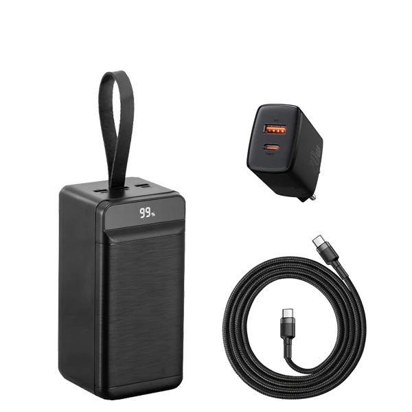 Повербанк (Power Bank) XO 22.5W 80000mAh PR160 Black + USB-C Type-C та адаптер ЄС