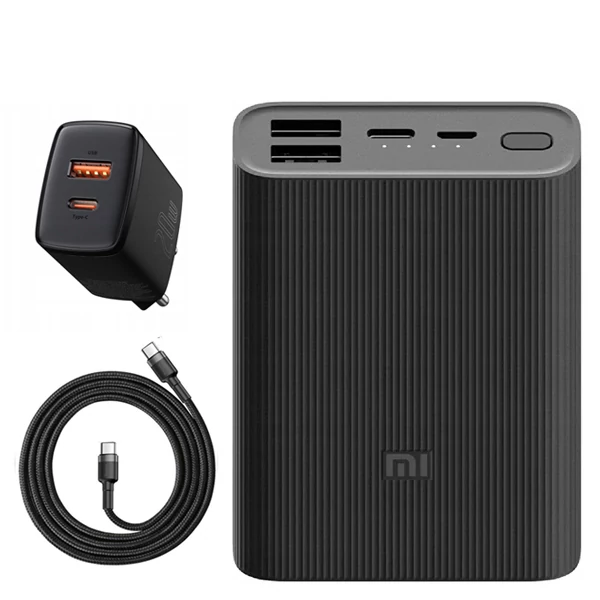 Повербанк (Power Bank) Xiaomi 22.5W 10000mAh Mi 3 Ultra Compact Black + USB-C Type-C та адаптер ЄС