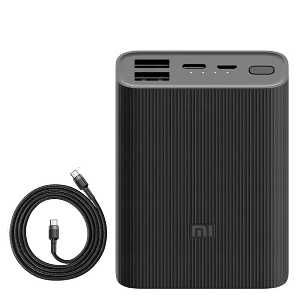 Повербанк (Power Bank) Xiaomi 22.5W 10000mAh Mi 3 Ultra Compact Black + кабель USB-C Type-C ЄС