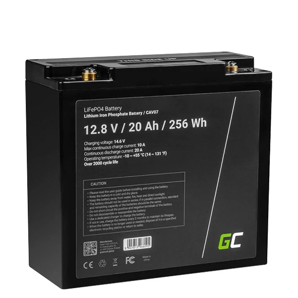 Акумулятор Green Cell CAV07 LiFePO4 20Ah 12.8V 256Wh ЄС