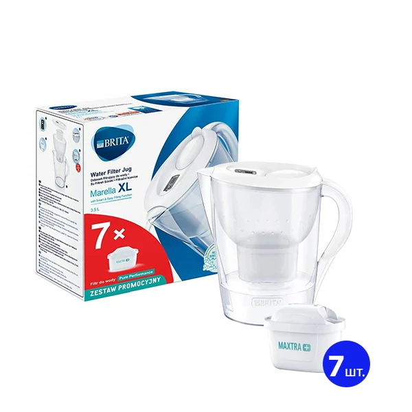 Фільтр-глечик BRITA Marella XL White + 7 картриджей Pure Performance ЄС