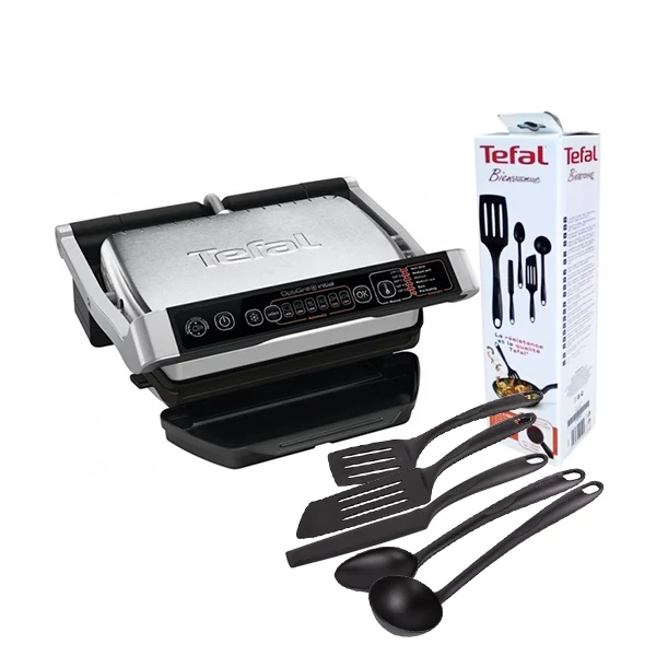 Електрогриль притискний Tefal GC706D34 OptiGrill + Кухонний набір Bienvenue (K001A504) ЄС