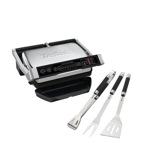 Електрогриль Tefal GC706D34 OptiGrill + Кухонний набір для гриля Delimano Brava ЄС