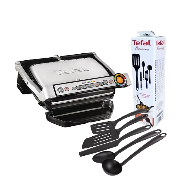 Електрогриль Tefal GC712D OptiGrill + Кухонний набір Bienvenue (K001A504) ЄС
