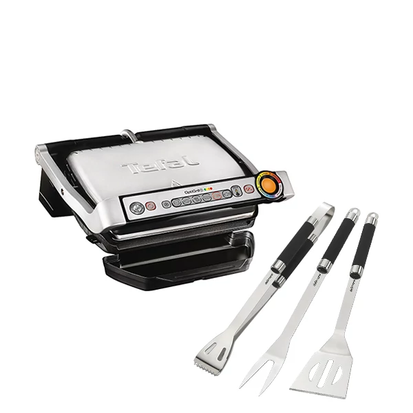Електрогриль Tefal GC712D OptiGrill + Кухонний набір для гриля Delimano Brava ЄС
