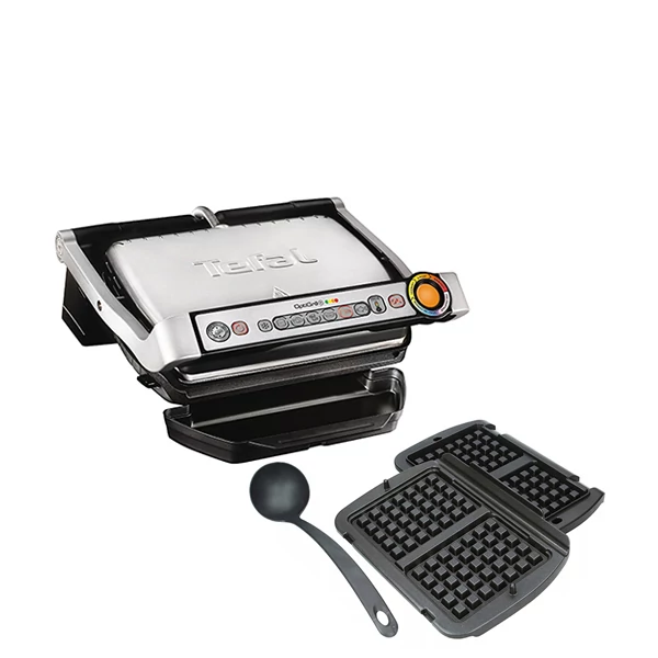 Електрогриль Tefal GC712D OptiGrill + Змінні пластини Optigrill + XA723812 для вафель ЄС