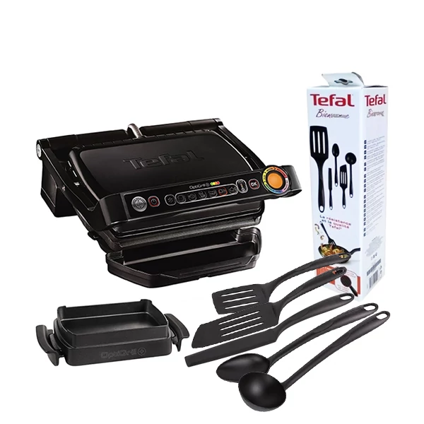 Електрогриль Tefal GC714834 OptiGrill + Snacking &amp; Baking + Кухонний набір Bienvenue (K001A504) ЄС