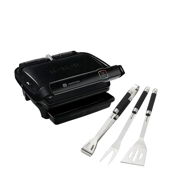 Електрогриль Tefal GC750830 OptiGrill Elite Black + Кухонний набір для гриля Delimano Brava ЄС