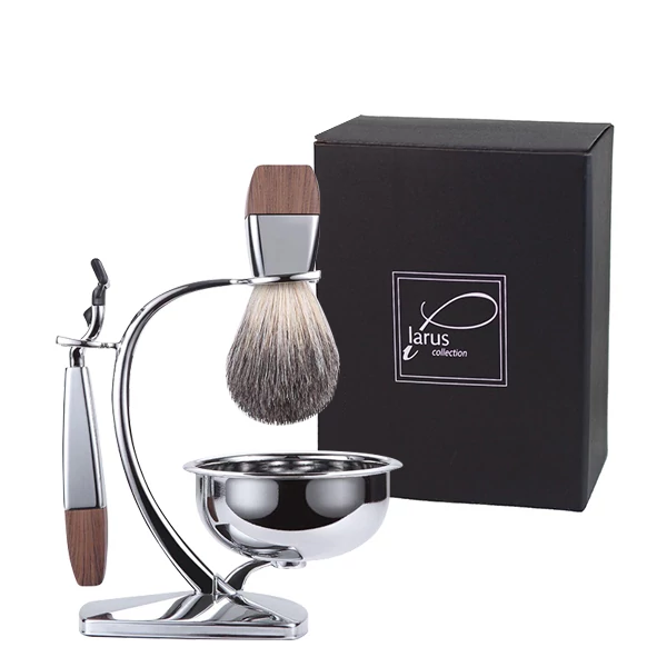 Набір для гоління Larus MACH3 Brown з чашею і бритвою ЄС