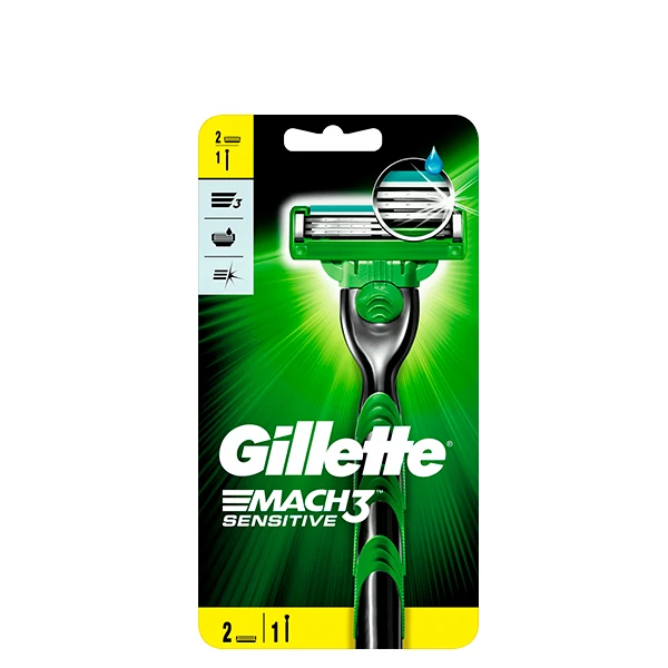 Бритва Gillette Mach3 Sensitive для чоловіків (2 змінні касети) ЄС