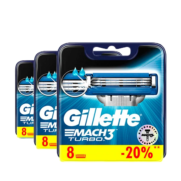 Змінні касети (леза) Gillette Mach3 Turbo New (24 шт.) ЄС