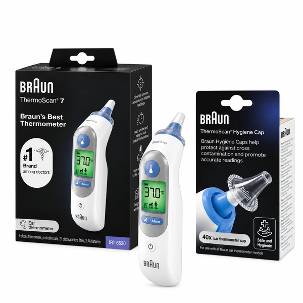 Термометр Braun THERMOSCAN 7 IRT 6520 Вушний + 40 кришок ЄС
