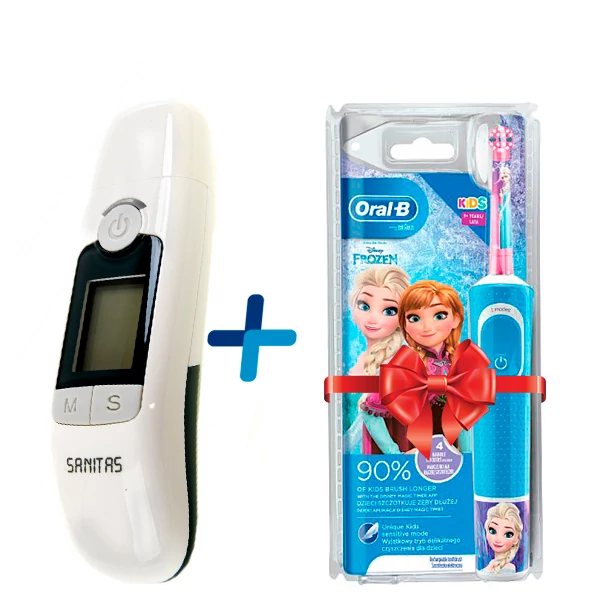 Термометр Sanitas SFT 77 Безконтактний + Дитяча зубна щітка Oral-B D100 Kids &quot;Холодне серце&quot; ЄС