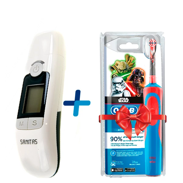 Термометр Sanitas SFT 77 Безконтактний + Зубна щітка Oral-B D12.513K Stages Power Зоряні війни
