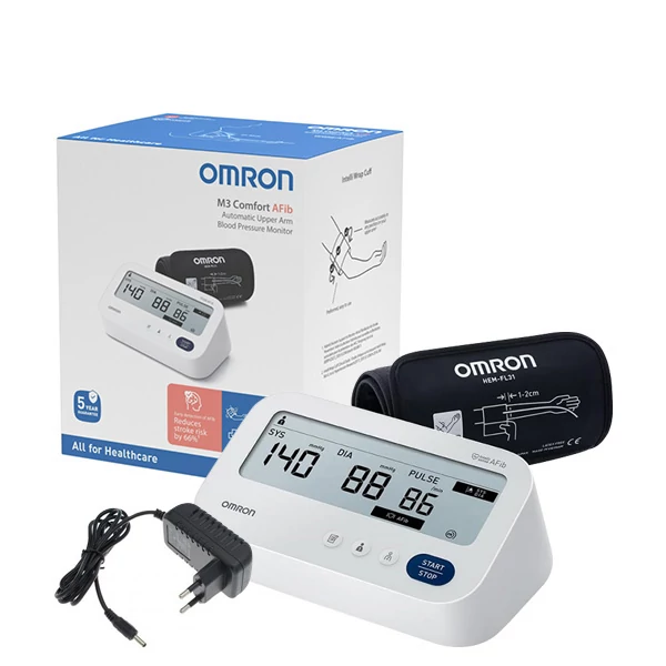 Тонометр Omron M3 Comfort AFIB (HEM-7196-FLE) Автоматичний з адаптером ЄС