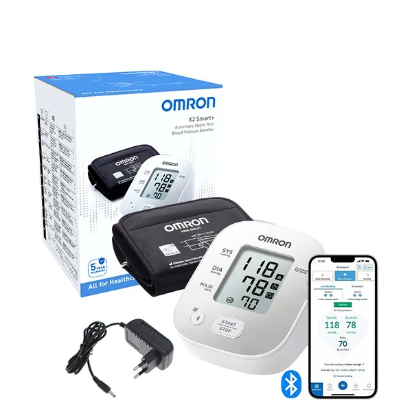 Тонометр Omron X2 Smart+ з Bluetooth та додатком для смартфона + адаптер ЄС