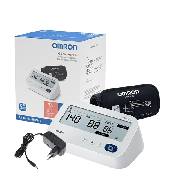 Тонометр Omron X3 Comfort AFib і манжетою на плечі з адаптером ЄС
