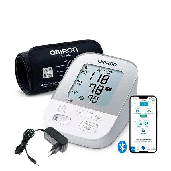 Тонометр Omron X4 Smart з Bluetooth та манжетою Intelli Wrap + адаптер ЄС