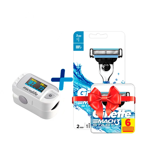 Імпульсний пульсоксиметр MICROLIFE OXY 300 + Бритва Gillette Mach3 Start (8 змінних касет) ЄС