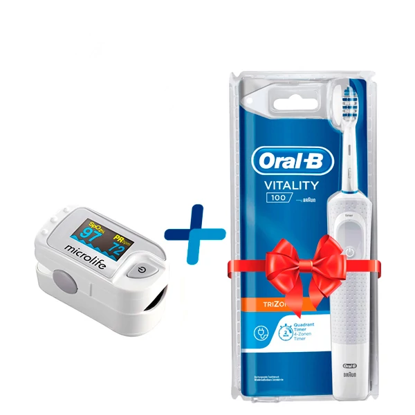Імпульсний пульсоксиметр MICROLIFE OXY 300 + Зубна щітка Oral-B Vitality D100 PRO TriZone ЄС