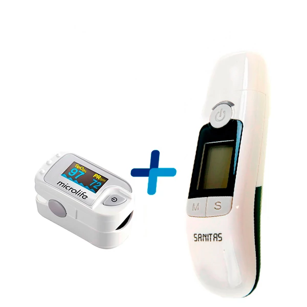 Пульсоксиметр MICROLIFE OXY 300 + Термометр Sanitas SFT 77 Безконтактний ЄС
