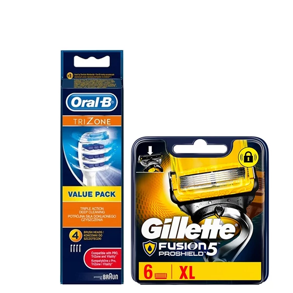 Набір насадок Oral-B (EB30-4 шт) і касет Gillette (Proshield-6 шт) ЄС