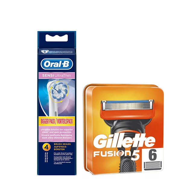 Набір насадок Oral-B (EB60-4 шт) і касет Gillette (Fusion5 - 6 шт) ЄС
