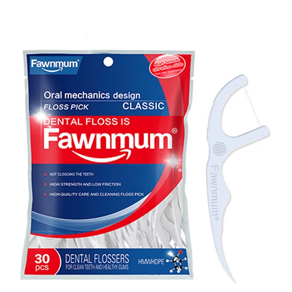 Зубна нитка-флос Fawnmum Floss-Pick Classic (100шт)