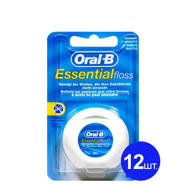 Зубна нитка Oral-B Essential Floss без воску 50м (12 шт.) ЄС