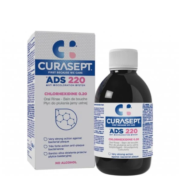 Ополіскувач Curasept ADS 220 для захисту зубів і ясен (хлоргексидин 0,20%) (200 мл.) ЄС