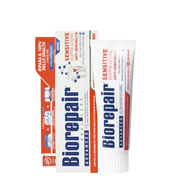 Зубна паста Biorepair Advance Sensitive Repair подвійної дії проти гіперчутливості зубів (без фтору) (75 мл.)