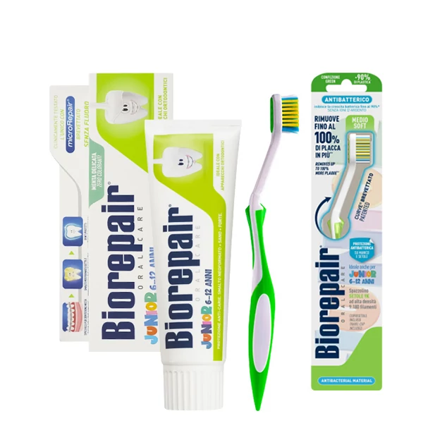 Зубна щітка та паста Biorepair Junior від 6 до 12 років
