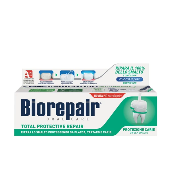 Зубна паста Biorepair Total Protective Repair без фтору для відновлення поверхні емалі (60 мл.) ЄС