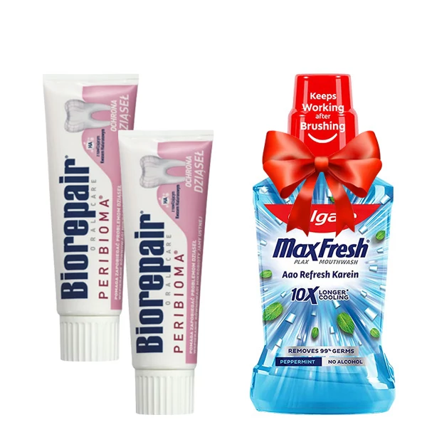 Зубна паста Biorepair PERIBIOMA Gum Protection для захисту ясен (без фтору) (75 мл.) (2 шт.) + Подарунок ЄС