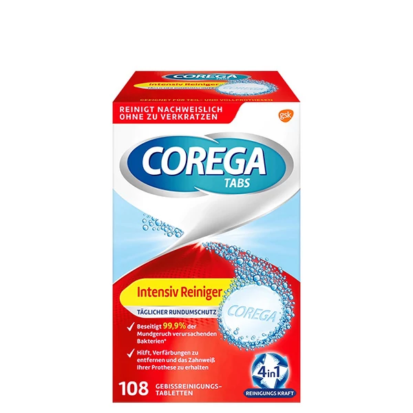 Таблетки для інтенсивного чищення зубних протезів Corega (108 шт.) ЄС